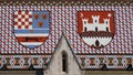 Coat of arms of the Kingdom of Croatia, Slavonia and Dalmatia and the City of Zagreb, St Mark`s church in Zagreb