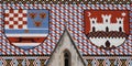 Coat of arms of the Kingdom of Croatia, Slavonia and Dalmatia and the City of Zagreb, St Mark\'s church in Zagreb, Croatia