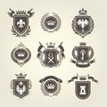 Coat of arms and knight blazons - heraldics Royalty Free Stock Photo