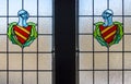 Coat of arms in leaded window pane