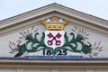 Coat of arms of Leiden on the Koornbrug Royalty Free Stock Photo