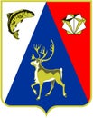 Coat of arms of the Lovozero region. Murmansk region. Russia Royalty Free Stock Photo