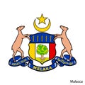 Coat of Arms of Malacca is a Malaysian region. Vector emblem