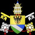 Glossy glass coat of arms of Pope Alexander VIII, born Pietro Vito Ottoboni, was Pope from 6 October 1689 to his death in 1691. Royalty Free Stock Photo