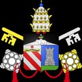 Glossy glass coat of arms of Pope Benedict XIII, born Pietro Francesco Orsini, O.P., was Pope from 29 May 1724 to his death in 173