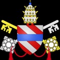 Glossy glass coat of arms of Pope Clement XII, born Lorenzo Corsini, was Pope from 12 July 1730 to his death in 1740