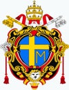 Glossy glass coat of arms of Pope John Paul II