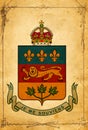 Coat of the provinces of Canada on parchment. In high quality.