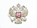 The coat of arms of the Russian police badge is isolated on a white background.