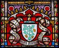 Coat of Arms - Stained Glass in Sablon Church, Brussels Royalty Free Stock Photo