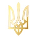 Coat of Arms of Ukraine. Gold state emblem. Golden trident icon