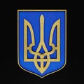 Coat of arms of Ukraine, golden trident, symbol of the state of Ukraine. 3d render