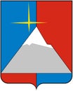 Coat of arms of the urban-type village Snezhnogorsk. Krasnoyarsk region. Russia