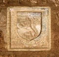 Coat of arms on a wall of The Palace of the Grand Master of the Knights, Rhodes, Greece Royalty Free Stock Photo