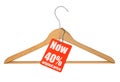 Coat hanger sale tag on white