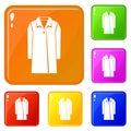 Coat icons set vector color