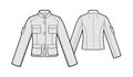 Coat with long sleeve sketch.Collar coat drawing vector illustration