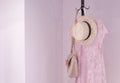 Coat rack with female accessories in bedroom, interior design for home Royalty Free Stock Photo