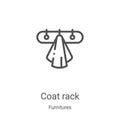 coat rack icon vector from furnitures collection. Thin line coat rack outline icon vector illustration. Linear symbol for use on