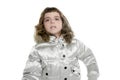 Coat winter silver with little beautiful girl
