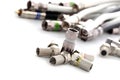 Coax cable and connectors Royalty Free Stock Photo