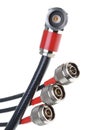 Coaxial cables with connectors Royalty Free Stock Photo