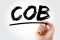 COB - Close of Business acronym with marker, concept background