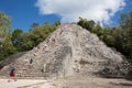 Coba, Mexico - January 31, 2018: Nohoch Mul, the tallest of all Mayan pyramids, Quintana Roo, Yucatan peninsula, Mexico