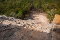 Coba, Mexico, Yucatan: Top view of the jungle and the and the steps of the great pyramid Coba Nohoch Mul