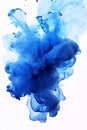 Cobalt blue ink in water isolated on white background. Abstract background for design Royalty Free Stock Photo