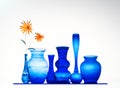 Cobalt Blue vases with flowers
