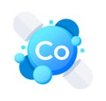 Cobalt element Co representation with glossy blue spheres for scientific concepts Royalty Free Stock Photo
