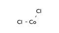 cobalt(ii) chloride molecule, structural chemical formula, ball-and-stick model, isolated image inorganic compound