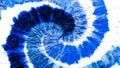 Cobalt Spiral Tie Dye Batik. Indigo Swirl Watercolor Painting. Beryl Aquarelle Texture. Navy Batik Brush Banner. Azure Dirty Art P