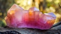Cobaltoan Calcite Crystal Cluster on Log Outdoors Royalty Free Stock Photo