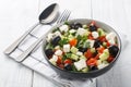 Coban Salatasi or Shepherds Salad is a simple yet delicious side dish made with tomato, cucumber, peppers, onion, herbs and cheese Royalty Free Stock Photo