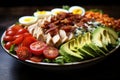 The Cobb salad is an American garden salad. Generative AI Royalty Free Stock Photo