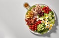 Cobb salad on white plate, Generative AI Royalty Free Stock Photo