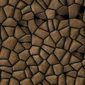Cobble stones irregular mosaic pattern seamless background - pavement brown colored
