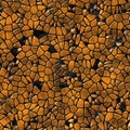 cobble stones irregular mosaic pattern seamless background - pavement rusty orange colored pieces on black concrete ground