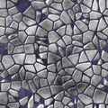 Cobble stones mosaic pattern texture seamless background - pavement gray silver natural colored pieces on purple Royalty Free Stock Photo