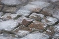 Cobble stones on covered in ice Royalty Free Stock Photo