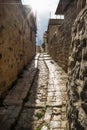 Ancient streets with sunbeam in traditional town Deir el Qamar, Lebanon