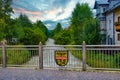 Cobbled bridge across Pusteria river in Villabassa, Dolomite Alps, Italy