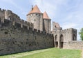 The cobbled entrance to the walled city fortress of Carcassonne Royalty Free Stock Photo