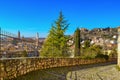 Cobbled hillside street with panoramic view Verona Italy