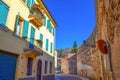 Cobbled hillside street with panoramic view Verona Old town Italy
