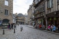 Cobbled Historic Street Place des Merciers in Dinan