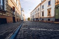 A cobbled narrow street in the city of Chernovtsy