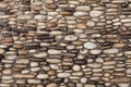 Cobbled pavement made of river rounded pebbles. Background texture.